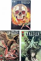 Group shot of all three Crossed + One Hundred: Mimic #2 comics displaying each cover variant