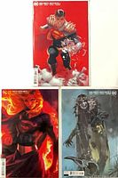 Three bagged and boarded variant issues displayed