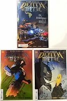 Front view of all three Dark Nights: Death Metal foil comics (#2-#4) bagged and boarded