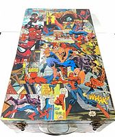Top view showing Spider-Man comic decoupage on lid