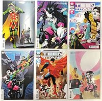All six bagged and boarded Teen Titans comics front covers visible