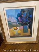 Front view of framed Constantine Cherkas still life limited edition print with double mat and gold-tone frame