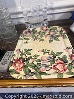 Top view of rectangular floral fibreglass serving tray