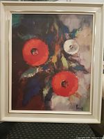 Full view of framed poppy painting