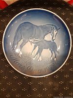 Front of plate showing mare and foal with “Mors Dag 1979” inscription
