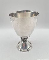Full view of silver-plated goblet front and profile