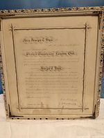 Full view of framed 1904 memorial certificate