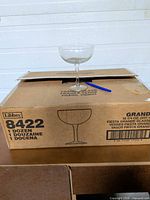 Full box marked Libbey 8422 with one glass displayed on top
