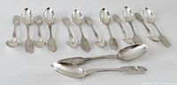 Front view of all fourteen spoons grouped by size