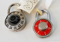 Front view showing both padlocks, dials visible