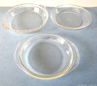 All three clear glass baking dishes grouped together