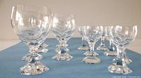 Group of wine and liqueur glasses front angle