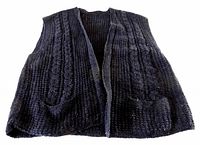 Front view of dark blue knitted vest with pockets