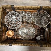 Overview of all glassware in wicker basket