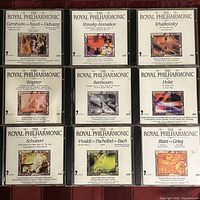 Front covers of nine Royal Philharmonic Collection CDs arranged in grid