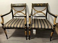 Front view of both chairs showing design and upholstery