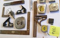 Assorted carpenter tools laid out
