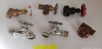 All five taps laid out for overview