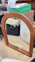 Full view of arch wood mirror