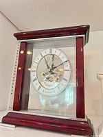Excelsior skeleton mantle clock showing full case and dial