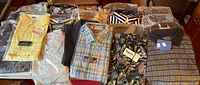 All 20 packaged shirts displayed