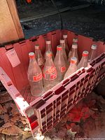 Overview of crate holding 12 Coca-Cola bottles