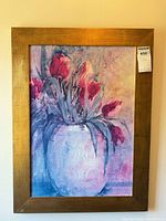 Front view of framed tulip artwork with frame and maxsold tag