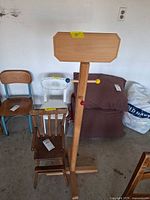 Doll high chair and coat tree full view