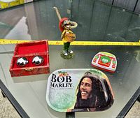 Group shot showing all items on glass table