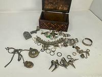 overview of box and assorted jewelry spread out