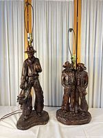 Both figural cowboy lamps full view