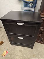 Front view of espresso 2-drawer filing cabinet