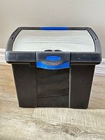 Front view of Rubbermaid file box closed