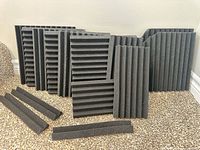 All acoustic foam pieces arranged upright showing sizes and wedge pattern