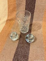 Vase and two candle holders overall view