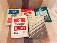 Five manuals laid out showing covers