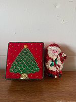 Square Christmas tree box and Santa box front view