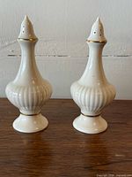 Front view of both Lenox gold-trimmed shakers