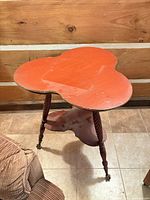 Full view of antique cloverleaf parlor table