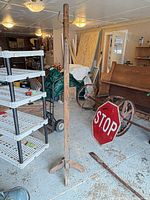 Full view of oak hall tree showing base and overall structure