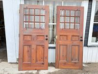 Front view of both doors stained brown side