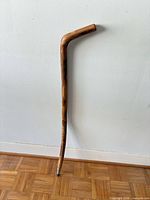 Full view of walking stick front side showing handle shape and length