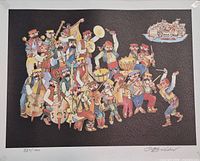 Full view showing lithograph artwork, edition number left, signature right