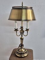 Full view of Bouillotte lamp showing shade, arms, base