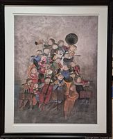 Full view of framed lithograph showing artwork, mat, and frame