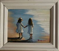 Front view of framed oil painting showing entire artwork and frame