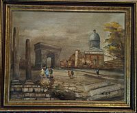 Full view of framed Sandull oil painting