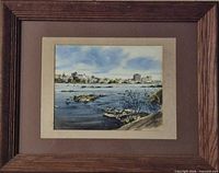 Full view of framed watercolor painting