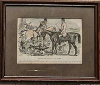 Full view of framed hand-colored wood engraving
