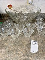 Punch bowl and cups set displayed on countertop